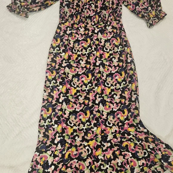 Saloni Multi-Colour Grace Dress Off-Shoulder Midi Dress Size 2 - Picture 11 of 14